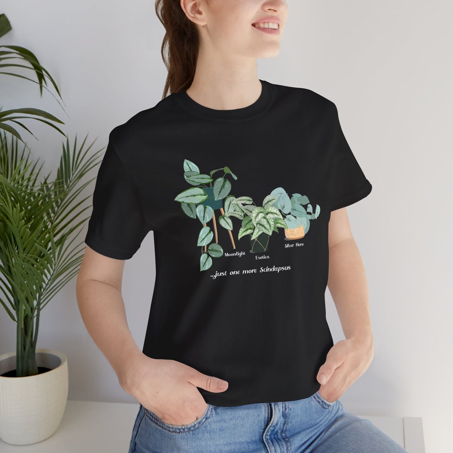 Scindapsus Trio Plant Lover T-Shirt - Black