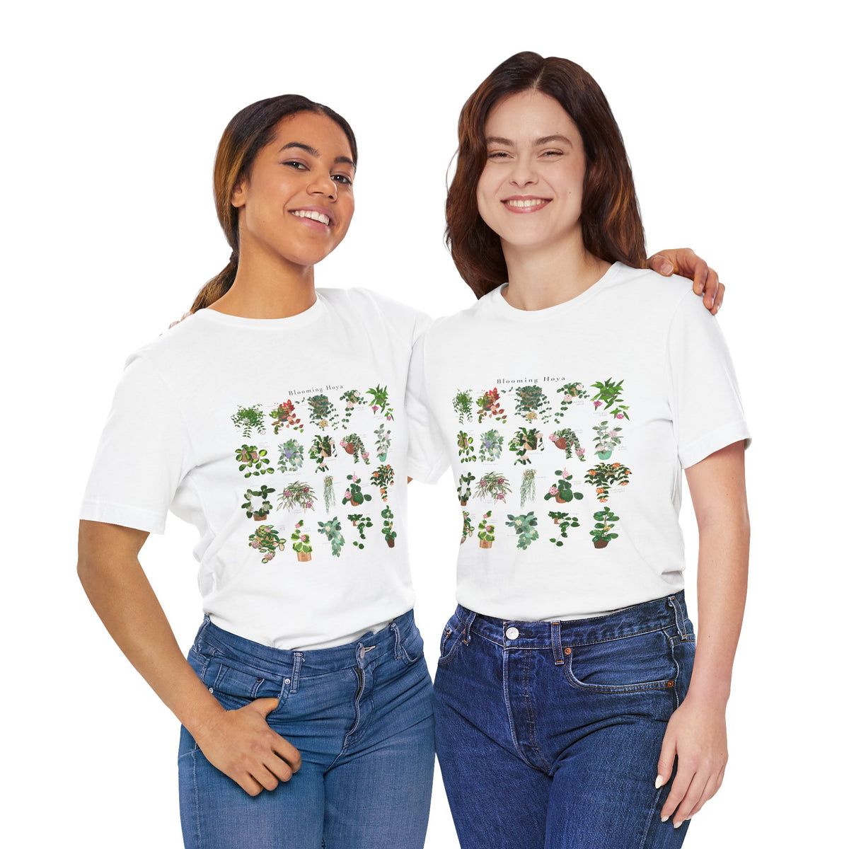 Blooming Hoya Chart T-Shirt for Plant Lovers - White, Natural