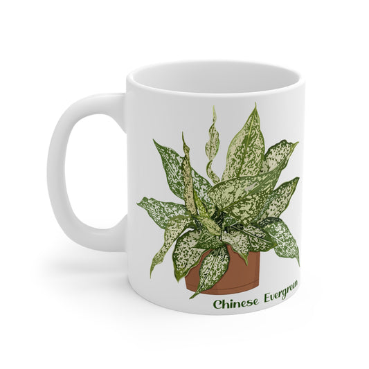 Chinese Evergreen Plant Lover Mug - White