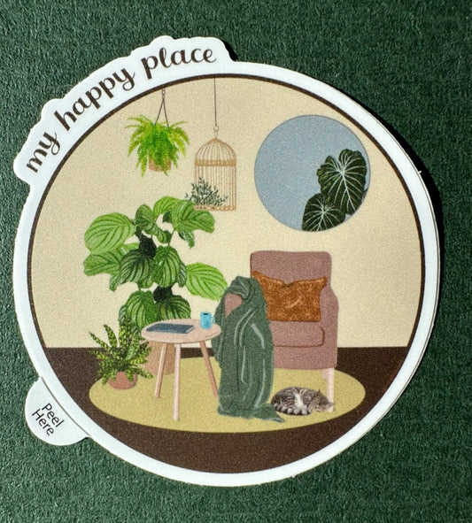 My Happy Place Cozy Plant Lover Sticker